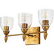 Fun Finial 3 Light 22 inch Gold Leaf with Antique Vanity Light Wall Light